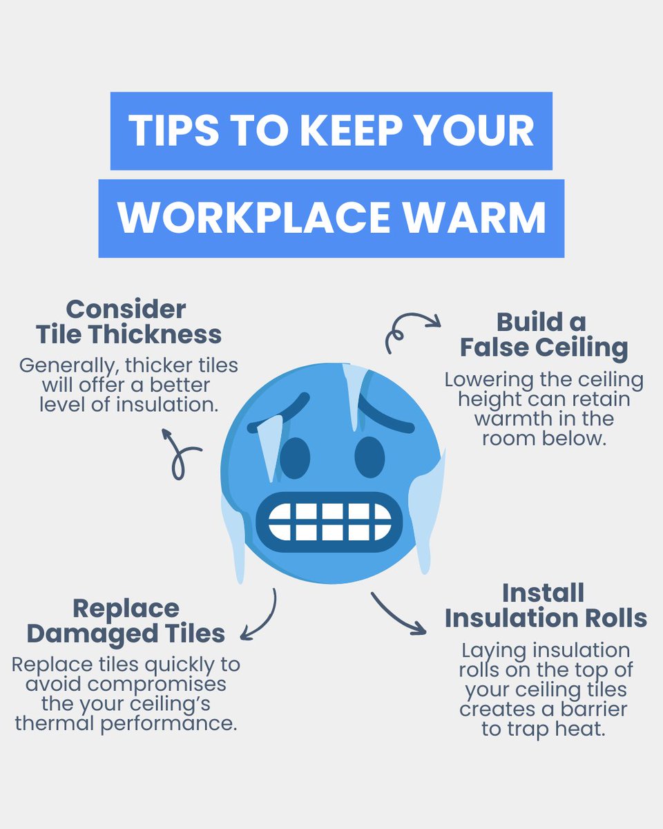Turn down the heating (&amp; the grumbles in the office) with these suspended ceiling tips. 🏢❄️

When a ceiling isn't enough, added insulation can make a huge difference to comfort and energy consumption.

Order now: ceilingtilesuk.co.uk/product-catego…

#Insulation #SuspendedCeiling #Ceiling