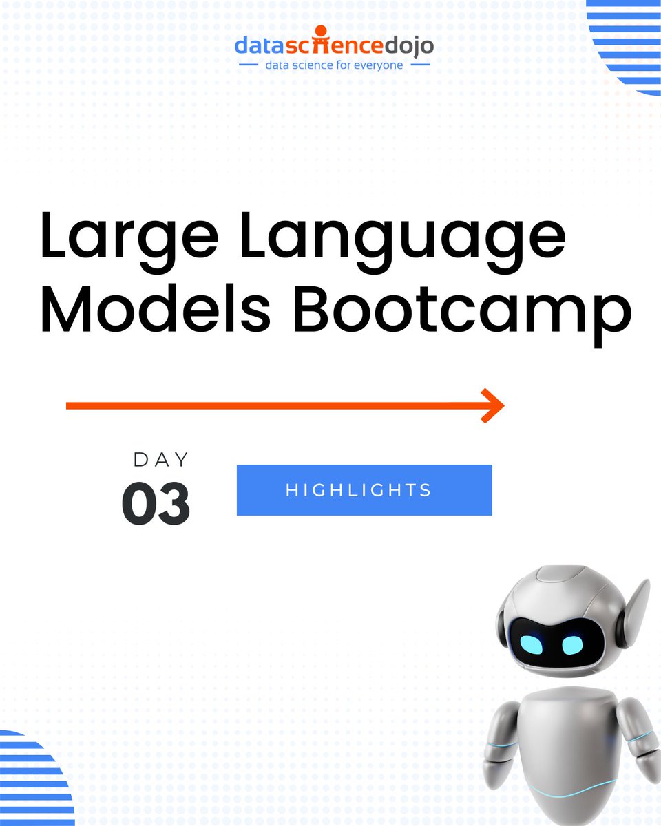 DataScienceDojo's tweet photo. LLM Bootcamp Day 3: Mastering LangChain & Overcoming RAG Challenges!
π Ready to dive in? Sign up for our next cohort today: https://t.co/fEJG8iaPHB
#LLMDojo #LangChain #RAG #AI #GenerativeAI #MachineLearning #VectorDatabases #AIApplications https://t.co/Svf4ByN29d
