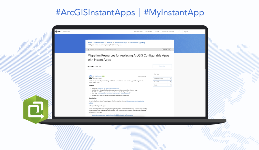 ArcGISApps's tweet image. Are you ready for the #ArcGISConfigurableApps retirement? Check out this ESRI Community blog post to access key resources that will guide you through the migration of your apps to #ArcGISInstantApps. 
 
Read more: esri.social/FlfF50ToGWm