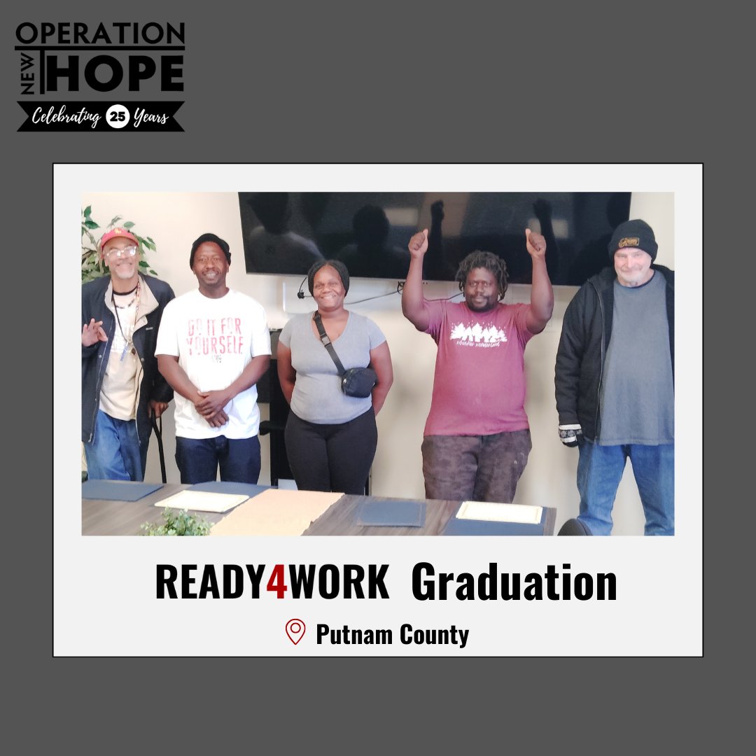renewhope's tweet photo. We recently celebrated our second #Ready4Work graduation in Putnam County! Congratulations to these four incredible clients for your hard work and dedication.🎓 #Reentry https://t.co/X2Zl1CtuVd