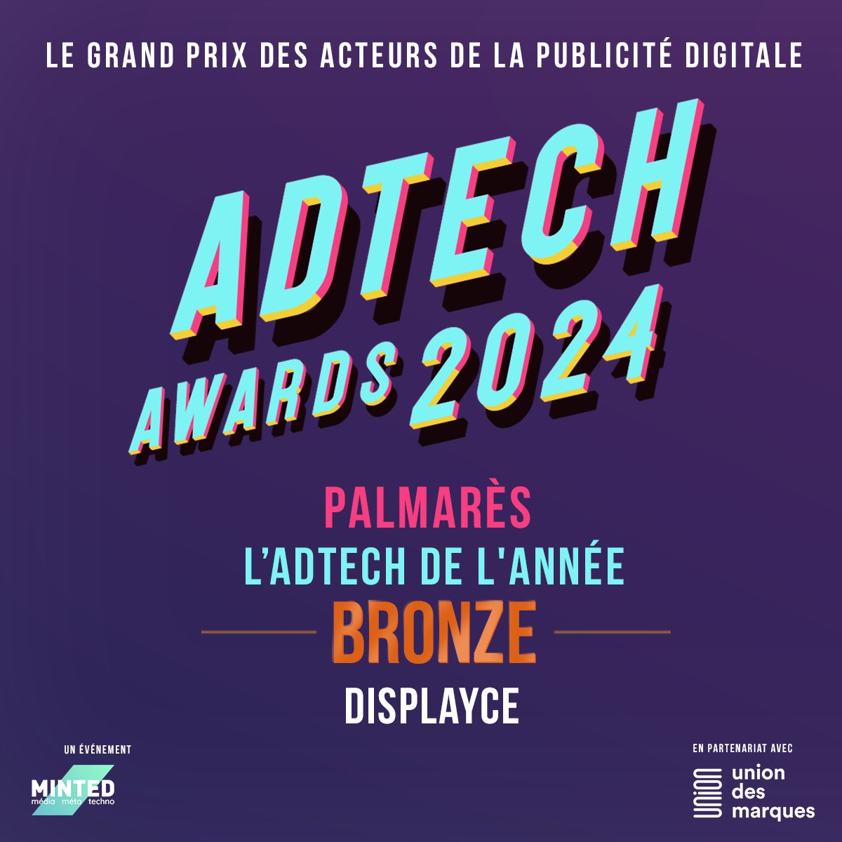 mntd_'s tweet photo. 🥉Dans la catégorie 'L’AdTech de l’année', le bronze est remis à Displayce. 

#AdTechAwards https://t.co/5YcASeRMES