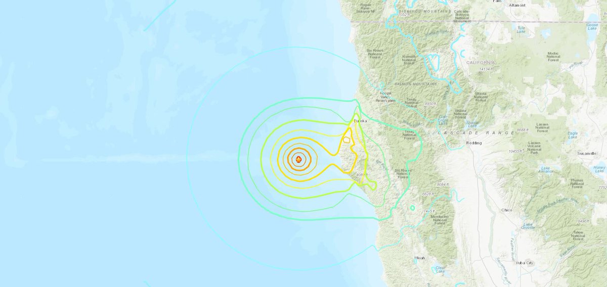 FNavarreteTV's tweet photo. #ÚltimaHora Terremoto preliminar 6.6 en la costa de Eureka, Humboldt al norte de California, según Servicio Meteorológico Nacional. Hay alerta de tsunami en la costa de esa región norte. @Telemundo48 https://t.co/zSAaOfQnNr