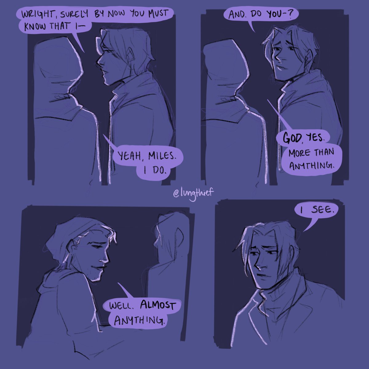 lungthief's tweet photo. been posting most of my stuff elsewhere but i love this comic so. new years eve sappy lawyers be upon ye #aceattorney #narumitsu #wrightworth #phoenixwright #milesedgeworth #trucywright #kristophgavin (1-4/6) https://t.co/N2f5srVSmF
