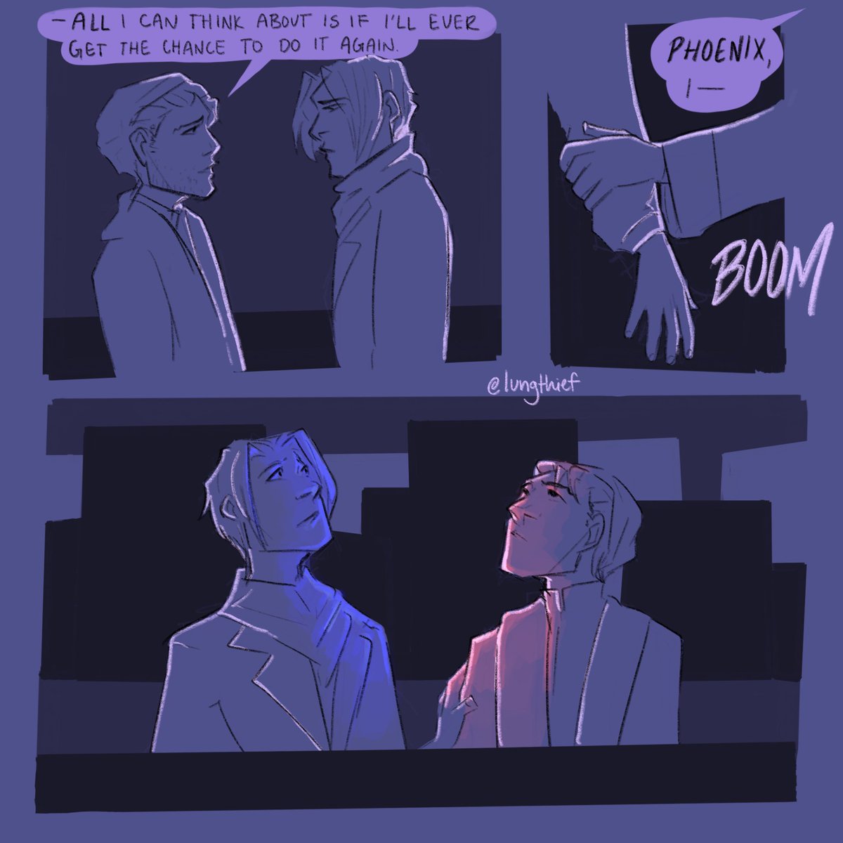 lungthief's tweet photo. been posting most of my stuff elsewhere but i love this comic so. new years eve sappy lawyers be upon ye #aceattorney #narumitsu #wrightworth #phoenixwright #milesedgeworth #trucywright #kristophgavin (1-4/6) https://t.co/N2f5srVSmF