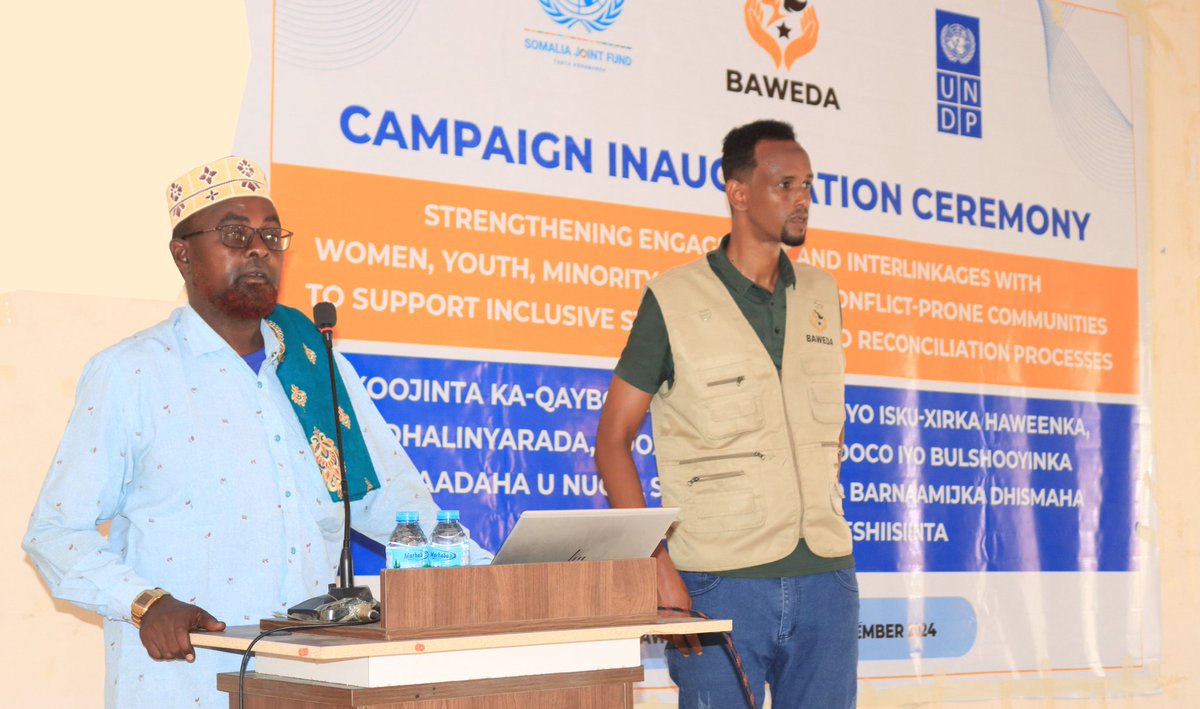 BawedaCso's tweet photo. @BawedaCso On November 30, 2024, we successfully conducted the inauguration ceremony of the State-Building and Reconciliation Support Program (SRSP) in Barawe district, in Partnership with @UNDPSomalia. 

#BAWEDA #UNDP #Somalia #InclusiveDevelopment #StateBuilding #SRSP https://t.co/tKLAmozW8r