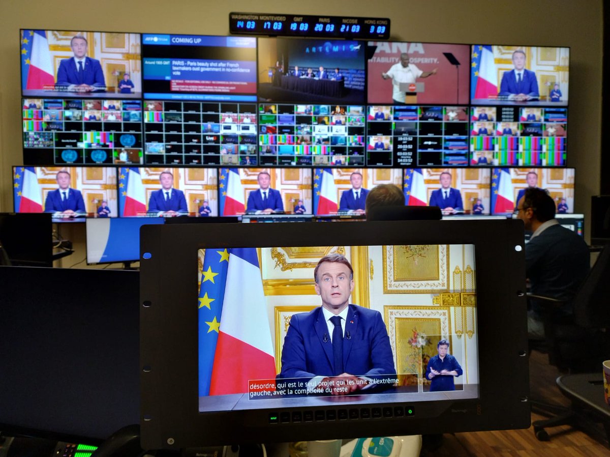 #Macron speaking now after PM #Barnier ousted by the National Assembly. No new PM announced tonight