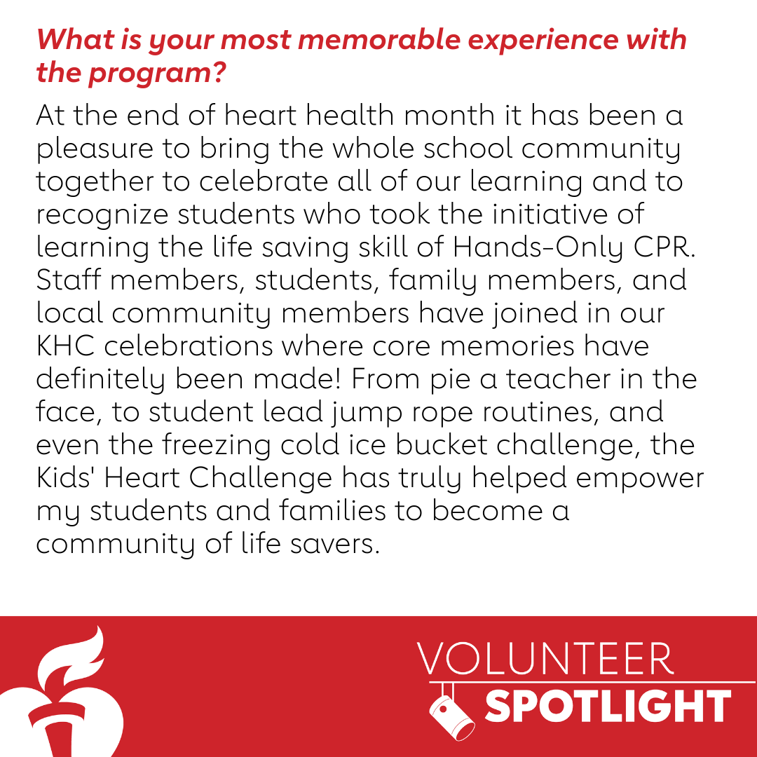 #KidsHeartChallenge Volunteer Spotlight: Melanie Farwell, PE Teacher at Woodstock Elementary School!

If you would like to learn more about our youth programs or enroll your school, visit spr.ly/6013QEtyW.