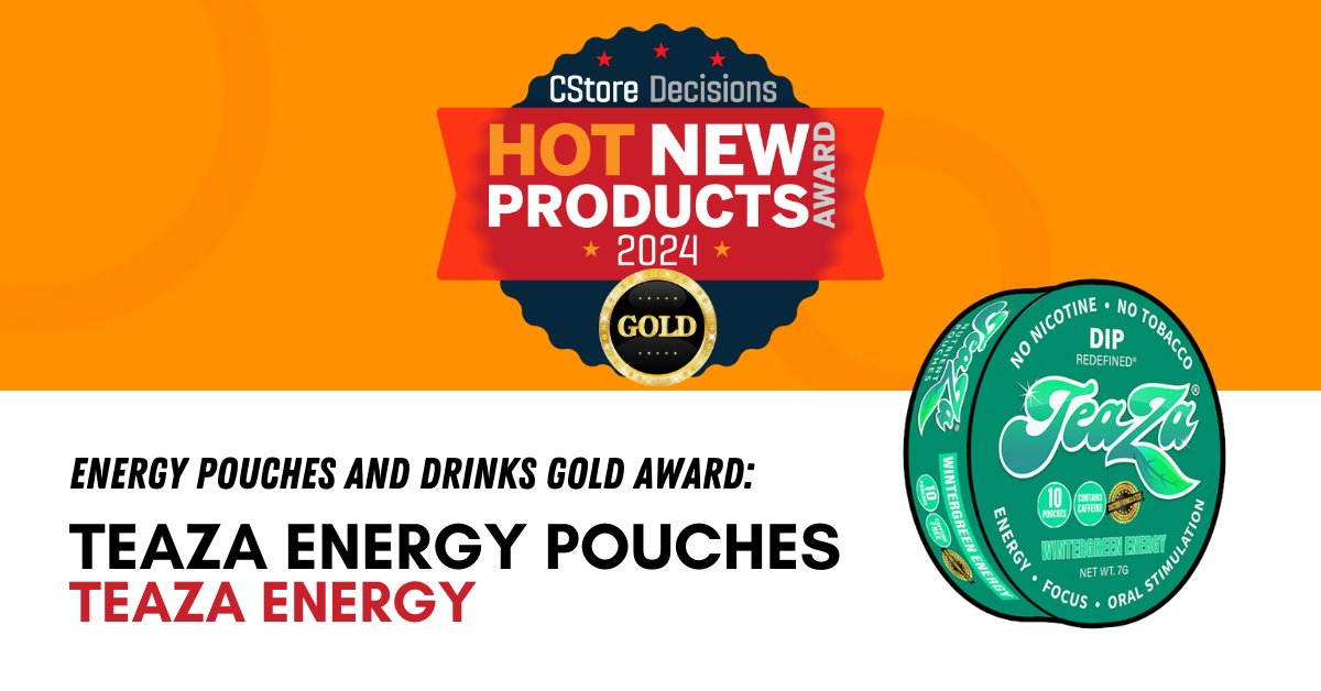 Hot New Products Winner! 🚨🏆

<a href="/TeaZaEnergy/">TeaZa Energy Pouches</a> is a doctor-formulated, multipurpose nutritional energy supplement that uses powerful tea-cut herbs and vitamins packed into a biodegradable pouch.

Read more here: cstoredecisions.com/2024/08/15/ene…