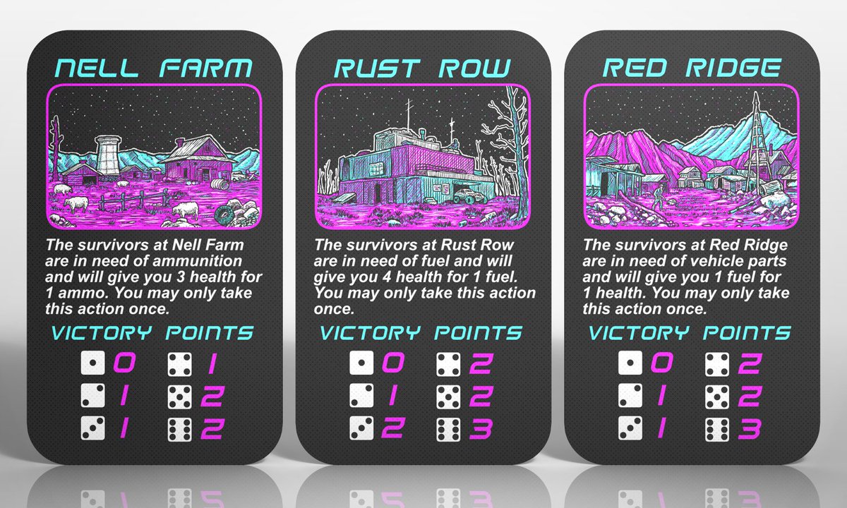 GreyGnomeGames's tweet photo. 3 of the 6 settlements are complete for the upcoming Dustrunners. Enjoy! #sologaming #cyberpunk #tabletopgames #cardgame #sologame #madmax #postnuclear #postapocalyptic #cardgames #dustrunner https://t.co/rpvxmzG5Lr