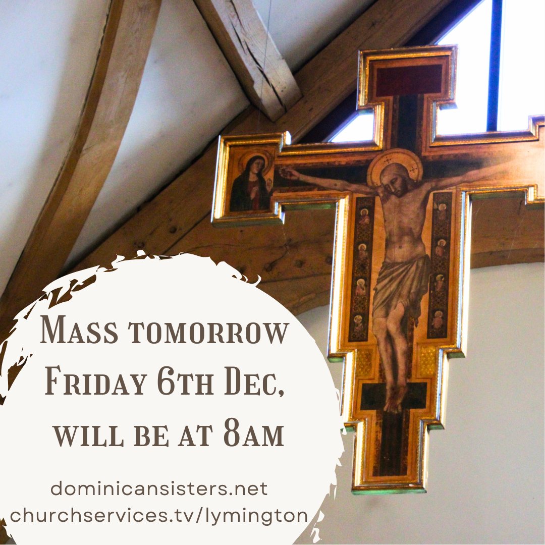 DomSrStJoseph's tweet image. Please note that Mass in the Priory Chapel tomorrow will be at the earlier time of 8am, following Morning Prayer. Midday prayer will remain at the normal time of 12noon. Thank you!
#masstimes #stdominicspriory