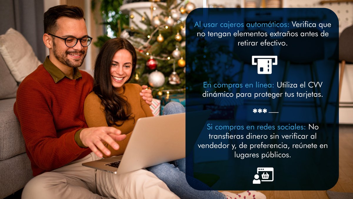 ¡Ponte alerta esta Navidad! 🎄🚨
Protege tu dinero e información para disfrutar tus compras con seguridad. 🎅🛍️
Te dejamos algunas recomendaciones.
Consulta más tips de seguridad 👉 bit.ly/Tips-Inbursa
#NavidadSegura #SeguridadInbursa #PonteAlerta