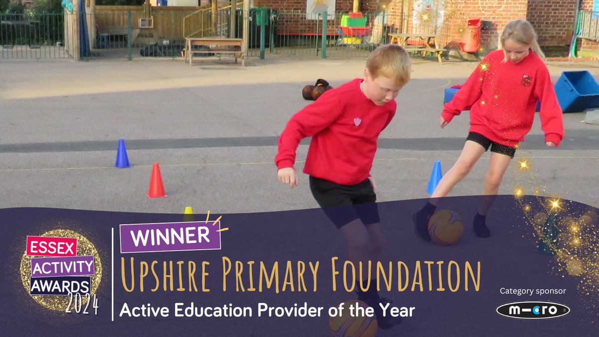 ActiveEssex's tweet photo. Our #EAA24 Active Education Provider of the Year – Upshire Primary!
They’ve created safe, affordable spaces for sports like 🏹and ⚽, boosting youth engagement and promoting health, active lifestyles for years to come!
Highly commended: @ChaseLaneSchool and Hare Street Primary!
Sponsored by @microscooters 🛴