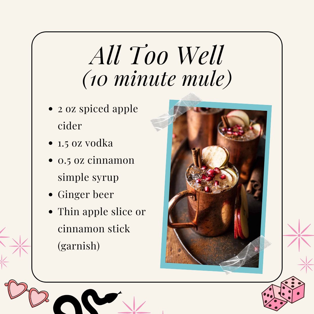 WCLC_Fraser's tweet photo. In our ✨️cocktails✨️ era! You don't have to be a Swiftie to enjoy these recipes 🫶

#erastour #vancouver https://t.co/RepkmIpZlg