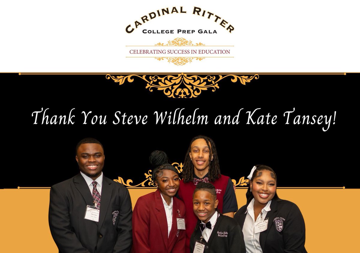 Thank you Steve Wilhelm and Kate Tansey for your generous Presenting Sponsorship of the 16th Annual CRCP Gala! We are so grateful to our faithful supporters. On February 27th, join us at Union Station as we celebrate our mission! Learn more at cardinalritterprep.org.