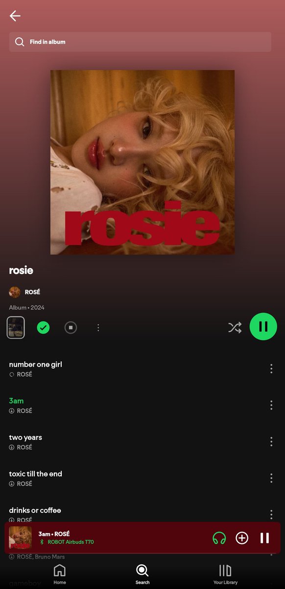 nditto16352's tweet photo. No way i am listening it at 3 am damn this is so good thanks rose 😭😭 i really love this #rosiebyROSÉ https://t.co/h114LnmnAp