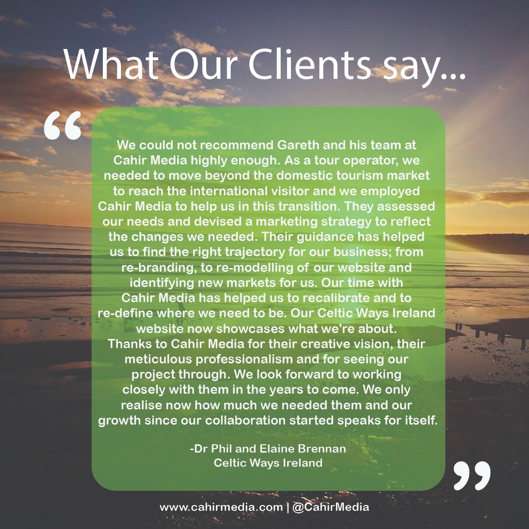 Lovely words from Celtic Ways Ireland  
🌿✨It's always amazing to hear such positive feedback from our customers! We're thrilled to have collaborated with them on their website, photography, video, graphic design, and overall branding. Their product is truly something special 💚