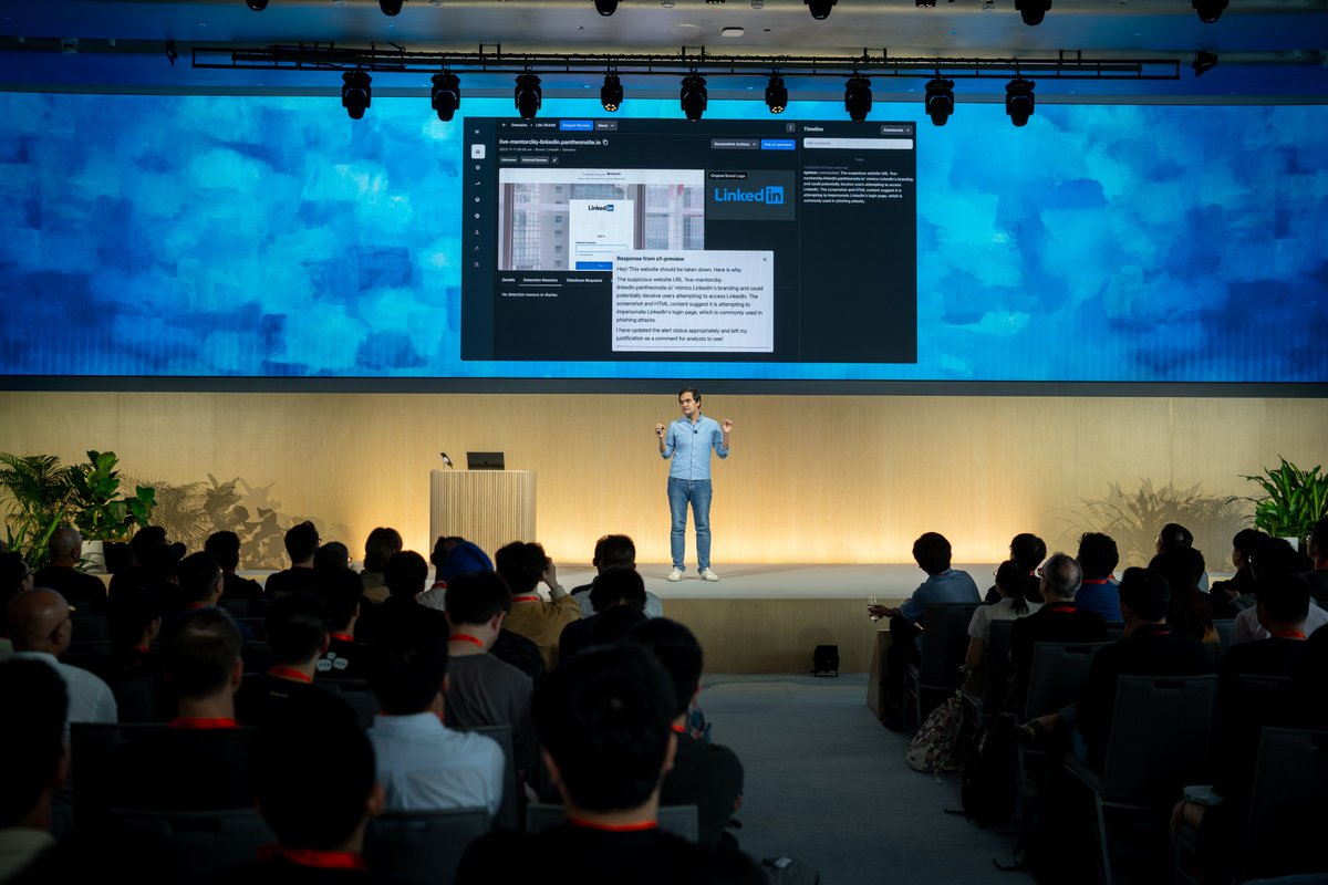 rahul_madduluri's tweet photo. Sneak peak of @OpenAI demo-ing Doppel at the latest DevDay!

At @DoppelHQ, we automated 30% of our extensive security operations workflow using @OpenAI's o1 models!

How? Keep an eye out, blog post coming soon. https://t.co/b0GfqxUl92