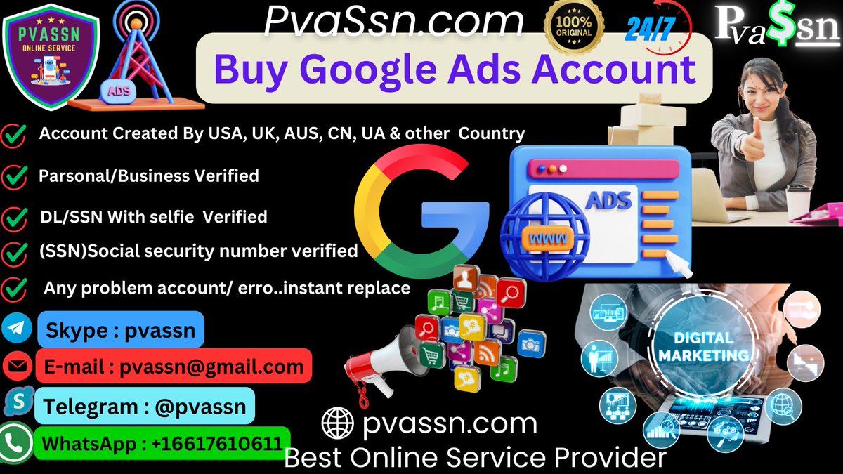 pvassn's tweet photo. Buy Google Ads Account

In today’s competitive online marketplace, running successful ad campaigns on Google Ads is crucial for business growth.
Telegram : @pvassn
Skype : pvassn
WhatsApp : +16617610611
E-mail : pvassn@gmail.com

https://t.co/S8NhoN3rQm https://t.co/c64Jnhzy4N