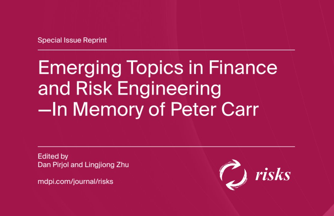 MDPIOpenAccess's tweet image. With over 28,000 views, this special issue published in @Risks_MDPI (ISSN 2227-9091) is dedicated to the memory of Dr Peter Carr (1958-2022).

View the Open Access MDPI Books reprint: brnw.ch/21wP7XV

#mdpi #openaccess #riskengineering #research