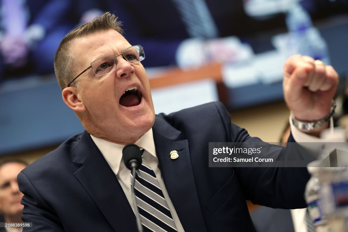 GettyImagesNews's tweet photo. U.S. Secret Service Acting Director Ronald Rowe Jr. gets into a heated exchange with Republican Rep. Pat Fallon of Texas while testifying at a hearing of the House Task Force on the Attempted Assassination of Donald J. Trump in Washington, DC. 
📸: @corumphoto https://t.co/src8jwKZVL