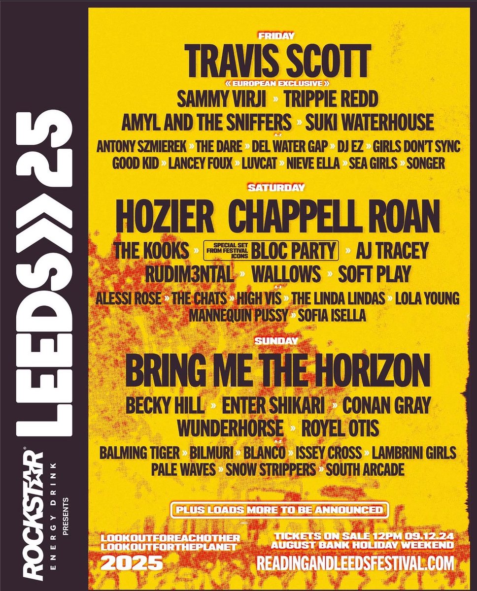 eddyacki's tweet photo. You have really dropped the ball here for 2025 @OfficialRandL that line up is atrociously bad.  
#leedsfestival #readingandleeds #festival #readingfestival #iwantmymoneyback https://t.co/1FcRJqRXMS