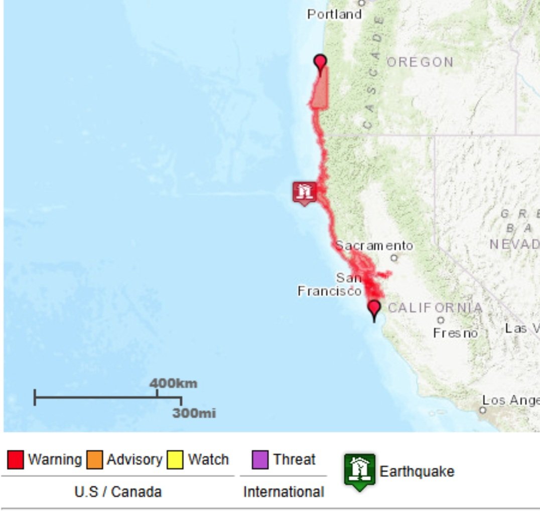 5 Aralık 2024 Pasifik Okyanusu 🌏
🌊
Pasifik kıyılarında gerçekleşen depremler nedeni ile California ve Oregon bölgesi için Tsunami alarmı verildi.

tsunami.gov