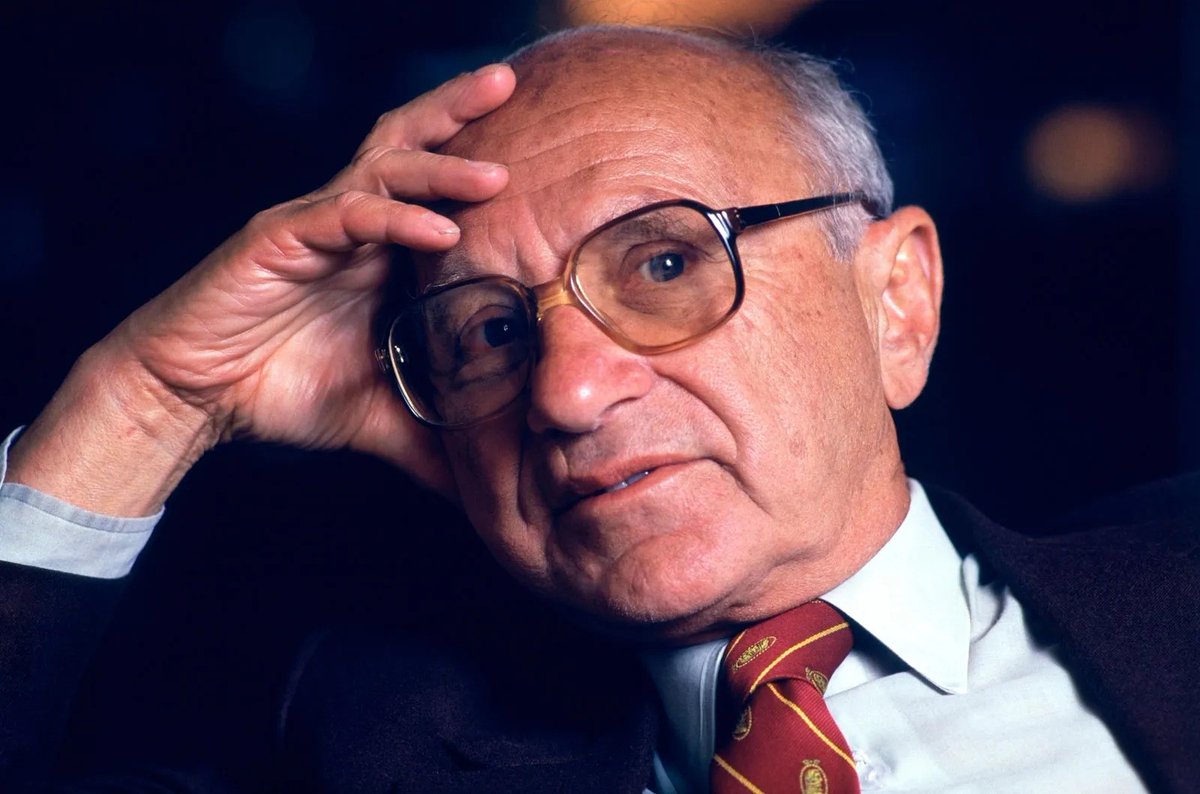 DaxxTrader's tweet photo. This is Milton Friedman:

- Nobel Prize winner
- Predicted Bitcoin in 1999
- Taught economics to MILLIONS using just a pencil

He even gave us the blueprint for @DOGE in an interview.

8 mind-blowing lessons from the most influential economist of our time 🧵: https://t.co/Ax7t9ZM7US