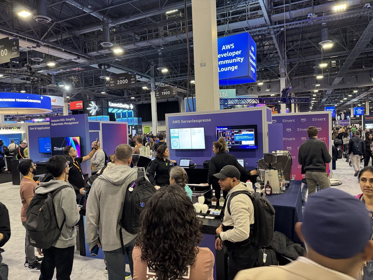edjgeek's tweet photo. This year at #reInvent2024, #Serverlesspresso is in the expo hall AND the certification lounge. https://t.co/on5im9LdeK