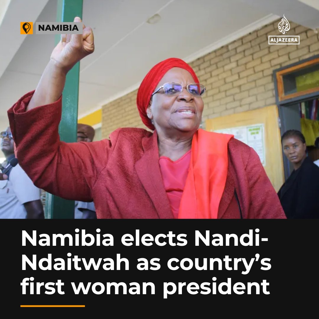 Ja_Macalder's tweet photo. BREAKING: Netumbo Nandi-Ndaitwah wins Namibia election with 57% of votes, becoming Africa's second female president. 

Gachietha GenZ NHIF Simon Kabu Malacia Aoko Wandayi Lazima #NationalJobFair Haiti #AmsonsInvestingInKenya Somalia Shollei Bondo Joho Must Go Arsenal Amorim https://t.co/Nml2DGj8zB