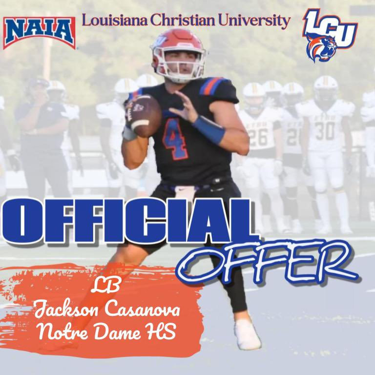 Jackson Casanova (@jcasanova35) on Twitter photo After a great conversation with <a href="/coachwood_LCU/">James Wood</a> I have received an offer from LCU! <a href="/CoachCoryYork/">Cory York</a> <a href="/CoachBenMc19/">Ben McLaughlin</a> <a href="/NotreDamePios/">Notre Dame High School of Acadia Parish</a> After a great conversation with <a href="/coachwood_LCU/">James Wood</a> I have received an offer from LCU! <a href="/CoachCoryYork/">Cory York</a> <a href="/CoachBenMc19/">Ben McLaughlin</a> <a href="/NotreDamePios/">Notre Dame High School of Acadia Parish</a>