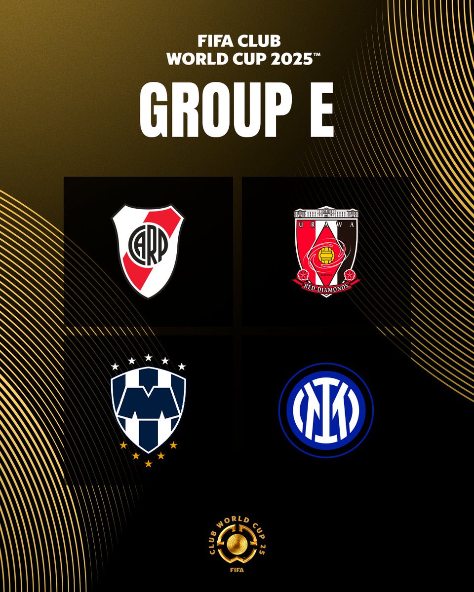 FIFACF's tweet photo. Group E

🇦🇷 @RiverPlate
🇯🇵 @REDSOFFICIAL
🇲🇽 @Rayados
🇮🇹 @Inter

#TakeItToTheWorld | #FIFACWC https://t.co/KczN0IMnTG