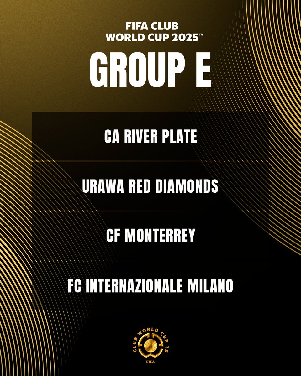 REDSOFFICIAL's tweet photo. ⚽️The stage is set🌎

FIFAクラブワールドカップ2025
【グループE】
🇯🇵 #浦和レッズ 
🇦🇷 CAリーベル・プレート
🇲🇽CFモンテレイ
🇮🇹インテル・ミラノ

#FIFACWC #TakeItToTheWorld
#urawareds #浦和レッズ 
@FIFACWC https://t.co/D7wfVCGBVa