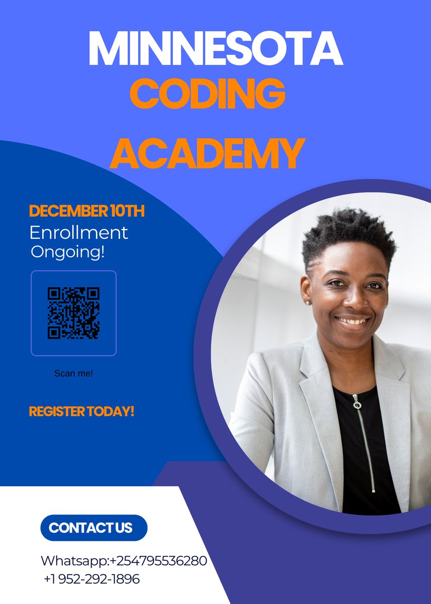 mca_coding's tweet photo. Join coding classes in Minnesota, available both online and in-person. Learn programming languages like Python, Java, C#, HTML, CSS, ReactJS, NodeJS, and networking. Open for enrollment to both Americans and Kenyans. Don’t hesitate—sign up today!

#developers https://t.co/fYZkaHguuk