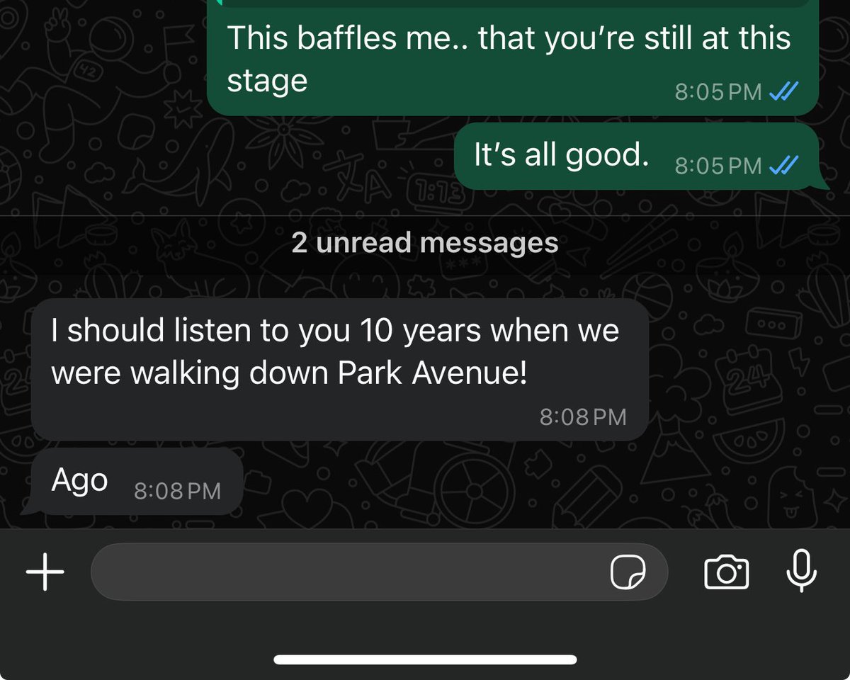 vikrantnyc's tweet photo. I told this guy 10-11 years ago to buy #bitcoin.  He never listened.  Messaged me today.   He still doesn’t get it. https://t.co/OZgsCVcPNO