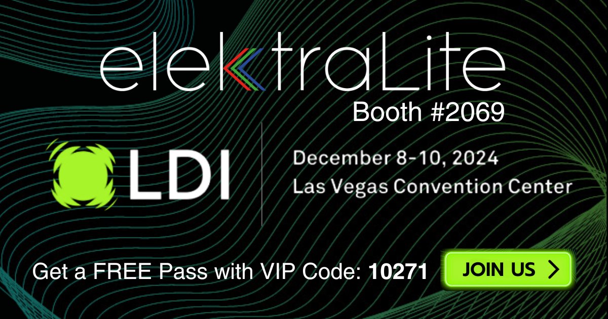 elektraliteled's tweet image. Join us at @LDITradeshow in Las Vegas from Dec. 8-10! We'll be demoing our latest product releases, including the elektraBar Vibe, Aero, and Ocular fixtures. Get a FREE pass with code: 10271 🤩 Register: ow.ly/eLpB50Um9s8 #myelektraLite #LightingDesign #LEDfixtures #LDI2024