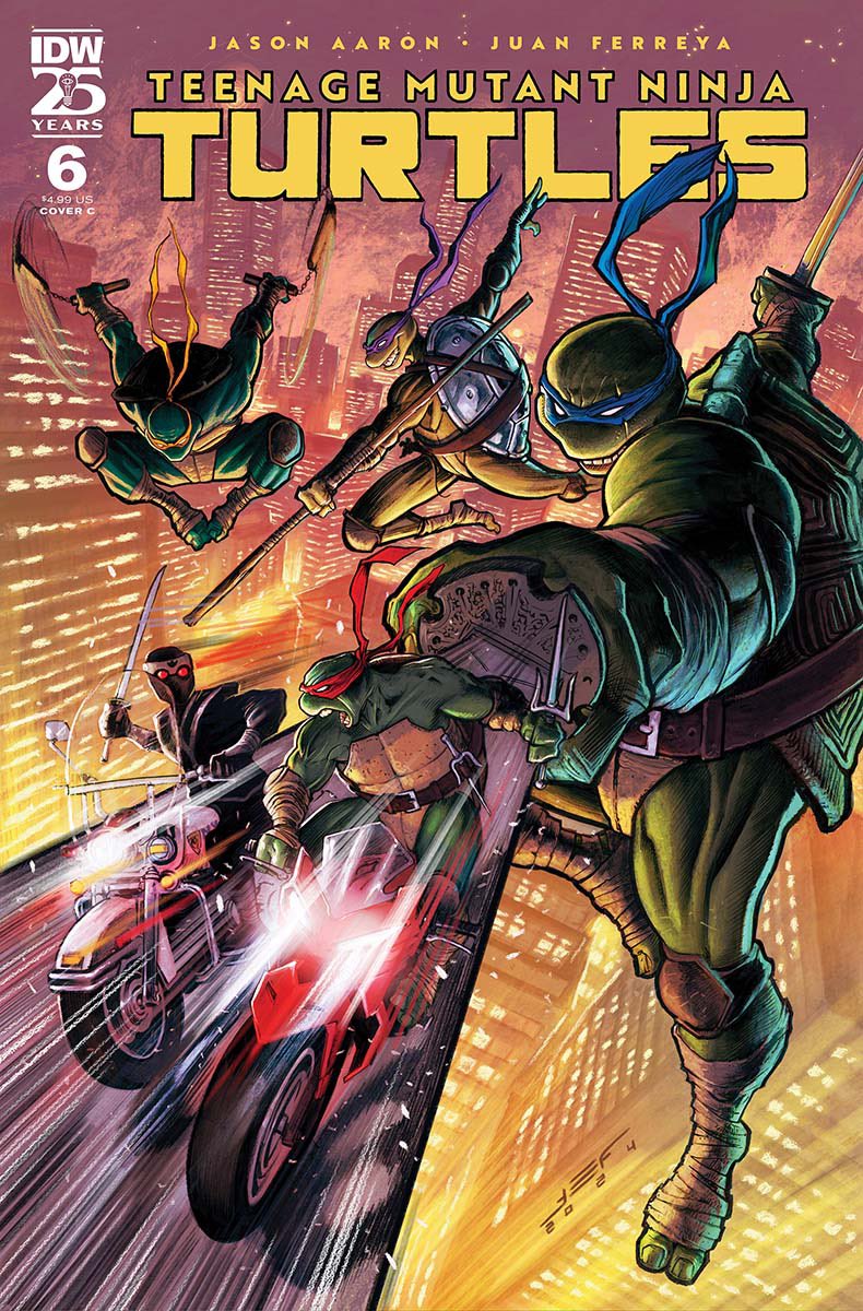 TheMontyVerse's tweet photo. Had the opportunity to read an advance copy of TMNT #6 and this is easily one of (if not the best) series of the year. 

Issue #6 of Teenage Mutant Ninja Turtles is fantastic. The turtles have finally come home to NY and for the first time we get an idea of @jasonaaron master plan for the series. I am so excited about his approach to these characters!!!

This issue also features @juaneferreyra  debut as the first ongoing artist for the series and without going in to detail I will say that he does some amazing work with each turtle. I can’t wait to talk about it more! 

The pre-order deadline is Monday (12/9) and trust me: this is a MUST read for Turtles fans. 

🔴🐢🔵🐢🟠🐢🟣🐢