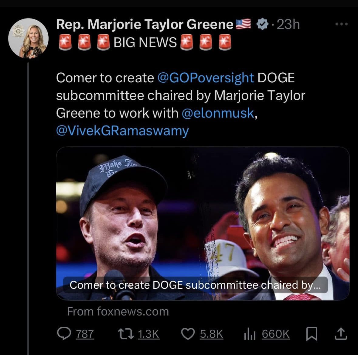 JheffMathis's tweet image. Marjorie was about to bring the house down because she was not getting any place in the cabinet. In a second they created a new position, so she would STFU! 🤨🤪🤣

#elon #elonmusk #marjorietaylorgreene #trump #vivek