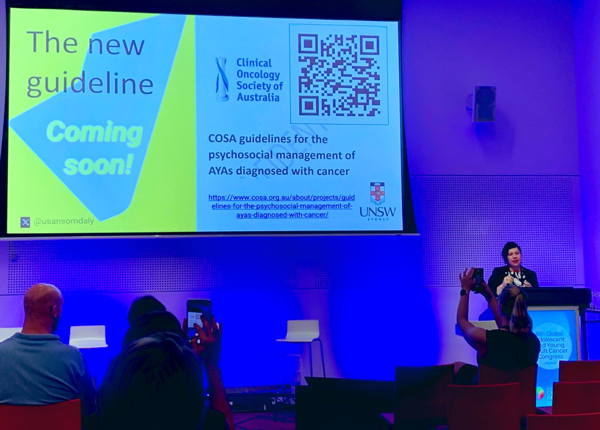 Great to see how research has expanded in #AYA psychosocial care 🙌🏻 Dr Ursula Sansom-Daly <a href="/usansomdaly/">Ursula Sansom-Daly, PhD</a> presents the updated, evidence-based <a href="/COSAoncology/">COSA</a> Guidelines for the Psychosocial Management of AYAs with #cancer - coming soon!

Learn more: cosa.org.au/about/projects… 

#AYACSM