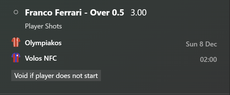 Shotsforthots's tweet image. 🇬🇷 Greek Super League

Franco Ferrari - Over 0.5 Shots 

📊L5 - 0,0,1,1,2
VS  Big 4 - 1,1,🟥,1

A favourite of mine, cant resist at this price. 
OLY just played mid week, and will also play in an important game next week in Europa.