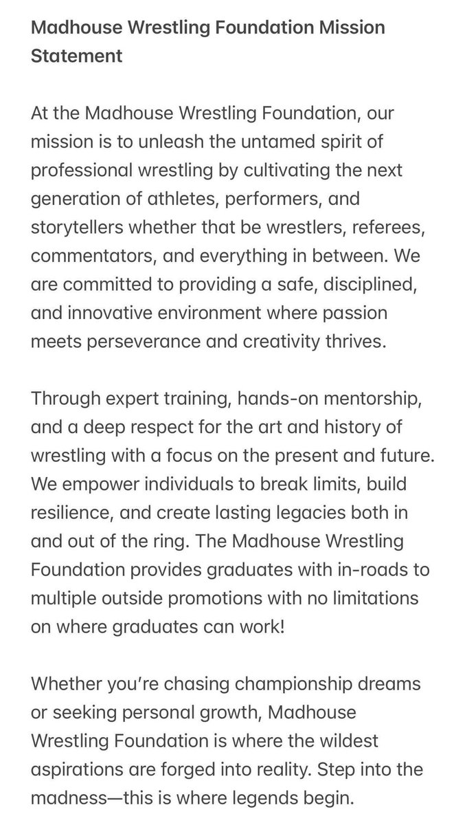 MADHOUSESLAMS's tweet image. WE HAVE STARTED OUR VERY OWN WRESTLING SCHOOL! WE WILL BE ACCEPTING A LIMITED # OF STUDENTS FOR OUR FIRST CLASS IN JANUARY!
WE ARE LOCATED IN MONROE, IA, MINUTES FROM DES MOINES!
TRAINING WILL BE LED BY Malice AND Clay Cooper!
PLEASE DM US FOR MORE INFO!