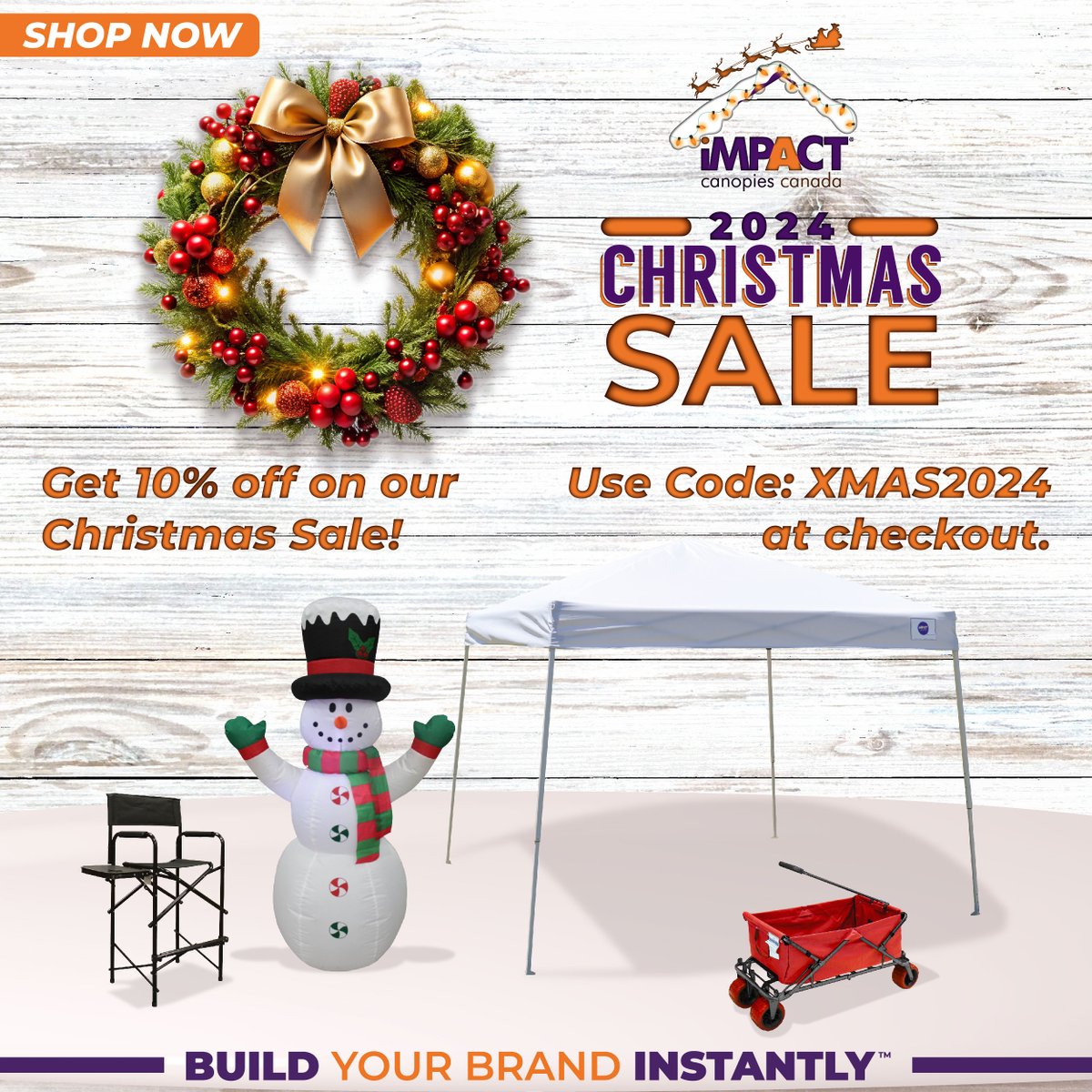 The gift of savings is here! Enjoy 10% off selected products in our festive Christmas Sale! 🎁

impactcanopy.ca/collections/ch…

#ImpactCanopy #ImpactCanopiesCA #CustomCanopy #CanopyGoals #CustomPrint #TableCover #Banner #Inflatables #Signage #Fencing #MediaWall #Christmas #HolidaySale