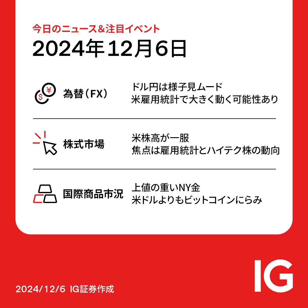 12/6（金）アナリストの選ぶ、今日のニュース＆注目イベントは？ （FX、株式、商品）