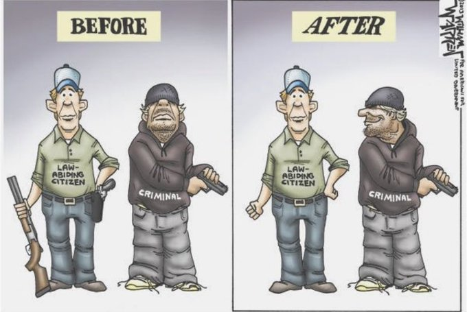 Martyupnorth's tweet image. Canadian gun laws in one cartoon.