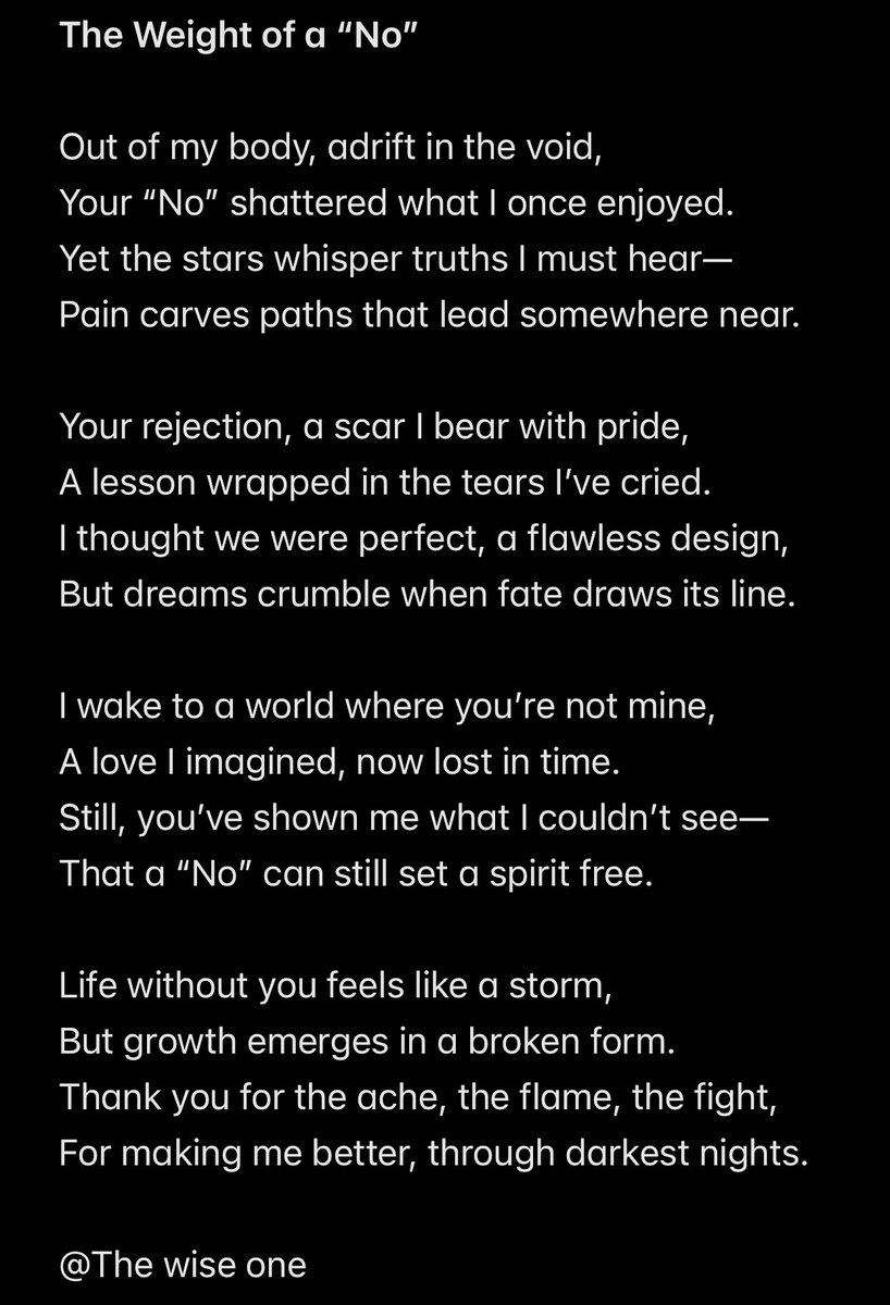 theeyes25's tweet photo. The Beauty in a broken path
#PoetryOfGrowth #HeartbreakToHealing #LifeLessons #RejectionToStrength #EmotionalJourney #PoetryCommunity #SelfDiscovery https://t.co/l0g5LPl2Ee