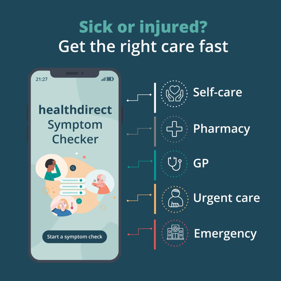 Feeling unwell during the holiday season? Not sure what to do next?

The healthdirect Symptom Checker is a simple, self-guided tool that helps you get the right care, fast. 

Get reliable health advice anywhere, anytime – visit healthdirect.gov.au/symptom-checker