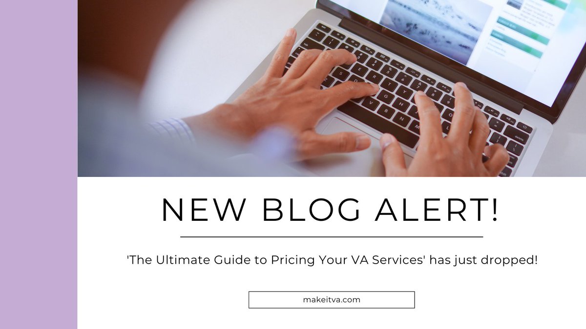 MakeITVA's tweet photo. New Blog! 📢 'The Ultimate Guide to Pricing Your VA Services' covers everything you need to price with confidence. Head over to our blog! 💼✨ #VAPricing #MakeItVA #KnowYourWorth https://t.co/NQD6yMe9ZN