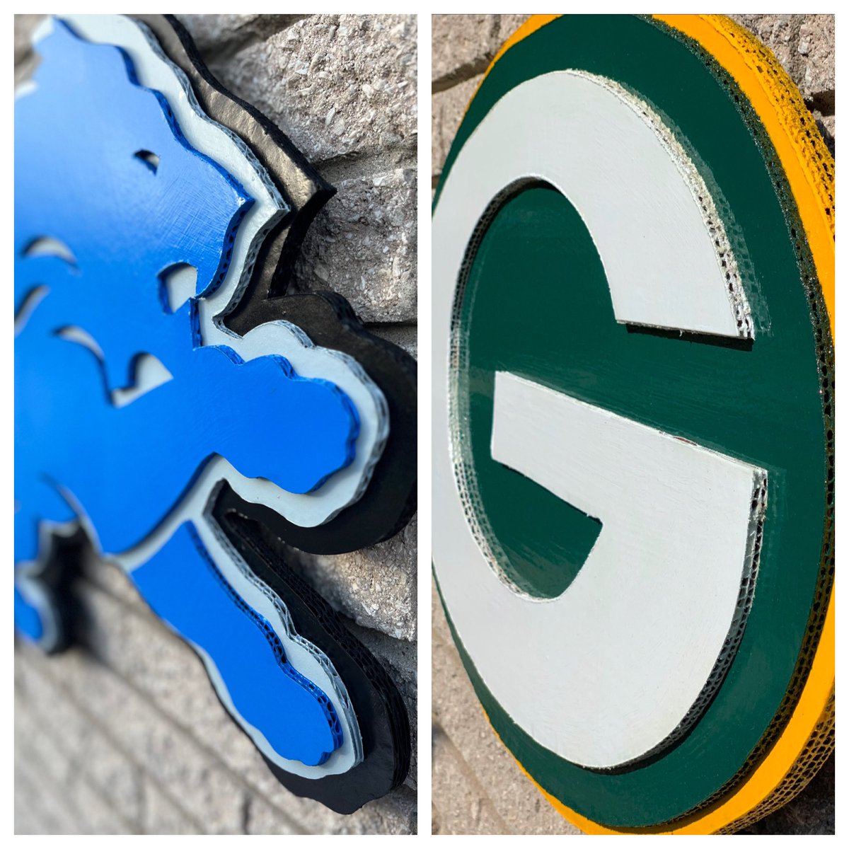 📦 🚢  🎄 🎁 Go Big With Your Fandom #TNFonPrime #theartjar 🫙 #handcut #fanartsigns #detroitlions #greenbaypackers