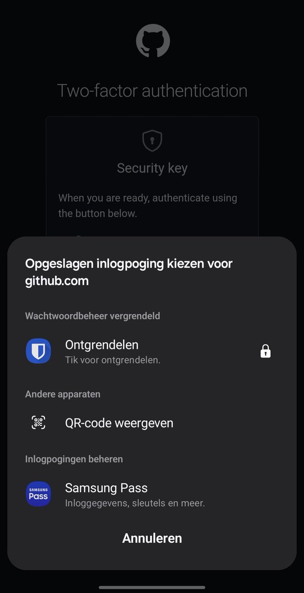 anthonyvdg's tweet photo. I wonder since when I found my yubikey key auth option under qr-code login methods (showing menu 2) on my android... Normally there was a security key menu option... https://t.co/jeZPPBQWlL