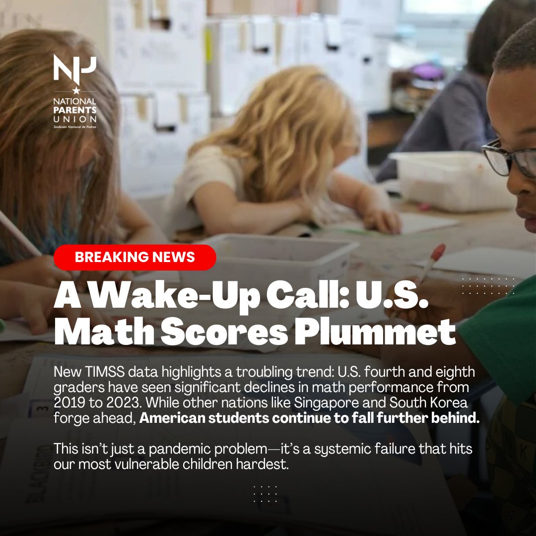 Our children deserve better. Between 2019 and 2023, U.S. math scores took a nosedive, leaving us behind while other nations advance. We can’t let this trend continue. It’s time for bold action to secure our children’s future. #EducationCrisis Read more on the #TIMSS2023 findings