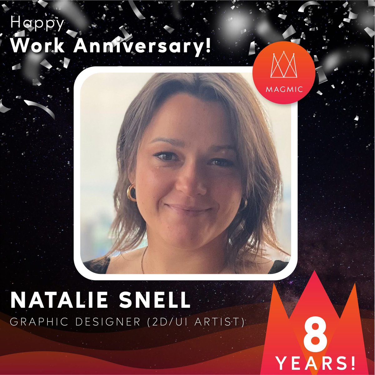 Happy 8th Work Anniversary, Natalie Snell! Thank you for the positive impact you make at Magmic every day! 

#Magmic #WorkAnniversary #MobileGames